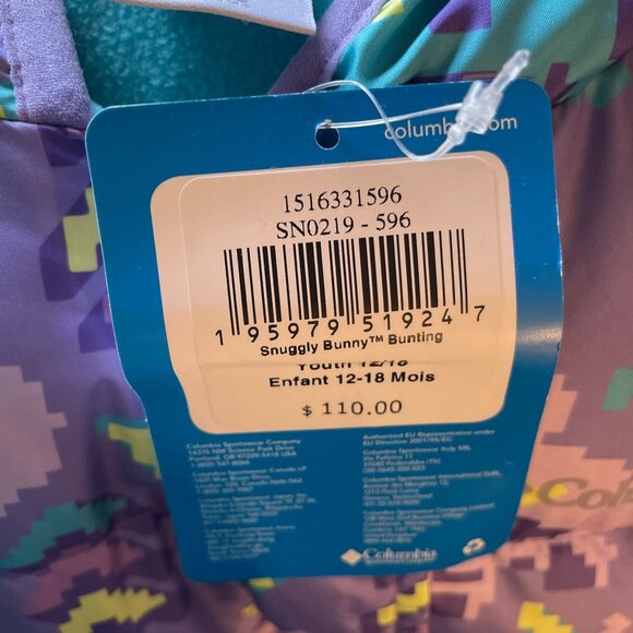 New Columbia Snuggly Bunny Baby Suit 12-18 Months Paisley Purple - Picture 5 of 7